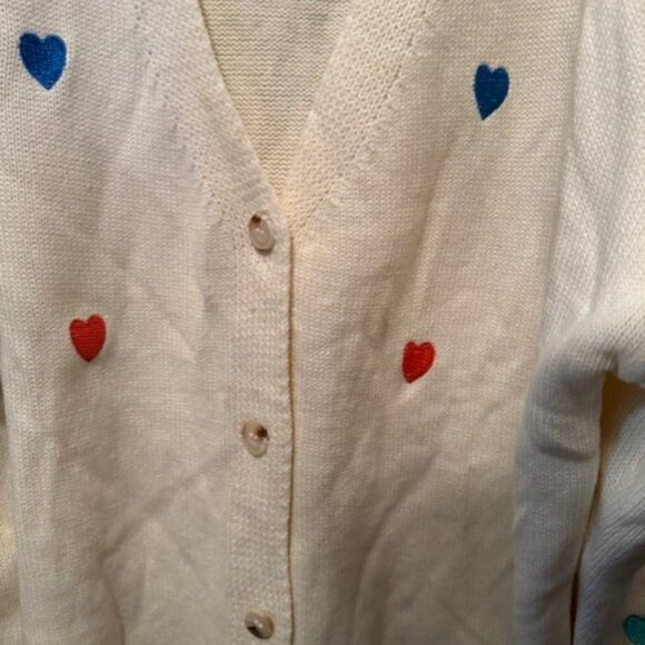 Retro V-Neck embroidered heart sweater cardigan - Picture 10 of 16
